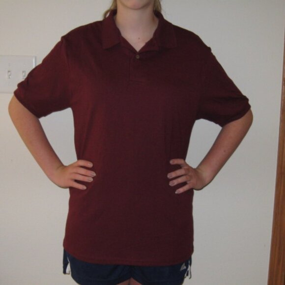 HANES UNISEX MEN'S SIZE SMALL (34 - 36) BURGUNDY POLO / GOLF SHIRT WOMEN'S NWT - Picture 5 of 10